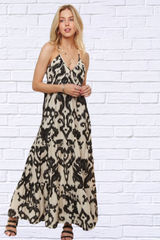 Crisscross Two-Tone V-Neck Maxi Dress