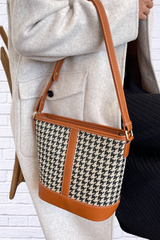 Houndstooth PU Leather Shoulder Bag