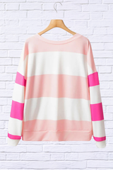 Rayne Contrast Color Block Round Neck Long Sleeve Top