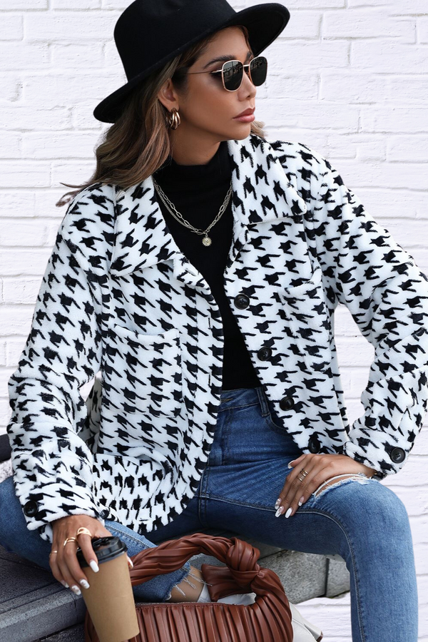 Houndstooth Button Down Jacket