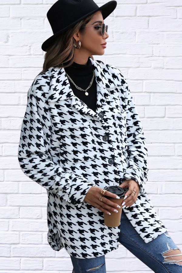 Houndstooth Button Down Jacket