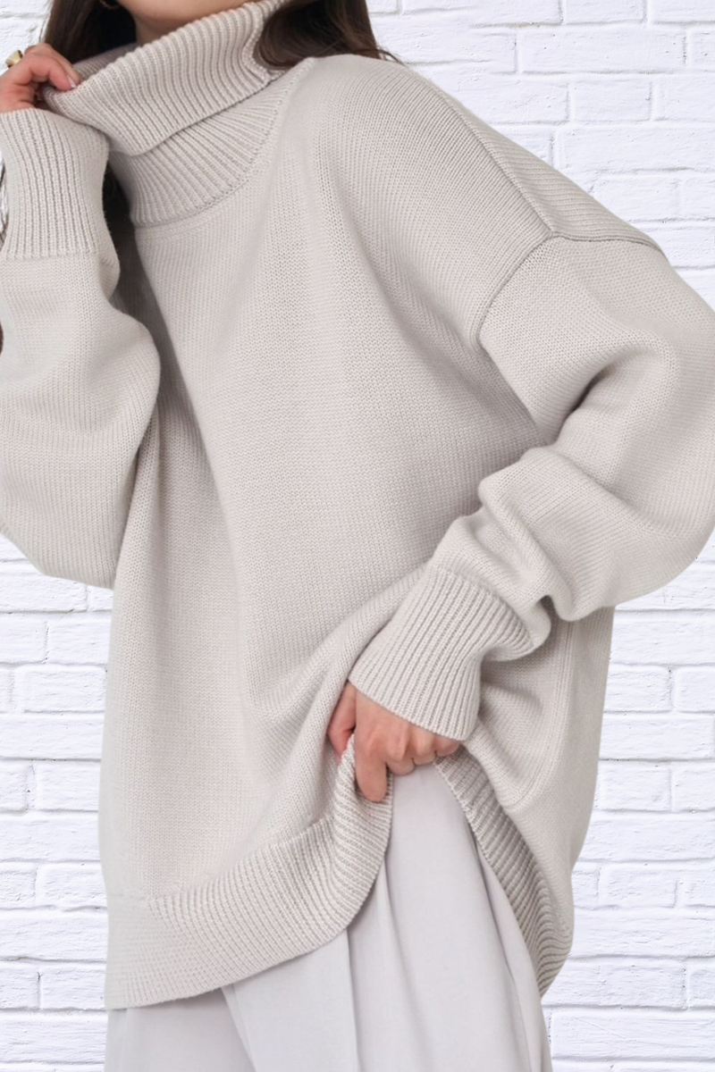 Turtle Neck Dropped Shoulder Sweater