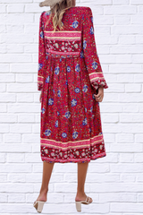 Devine Tassel Tied Printed Long Sleeve Dress