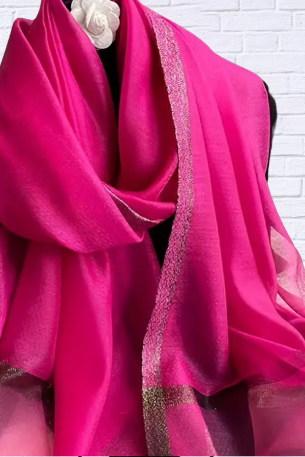 Elegant Hot Pink Chiffon Shawl – A Chic Finishing Touch