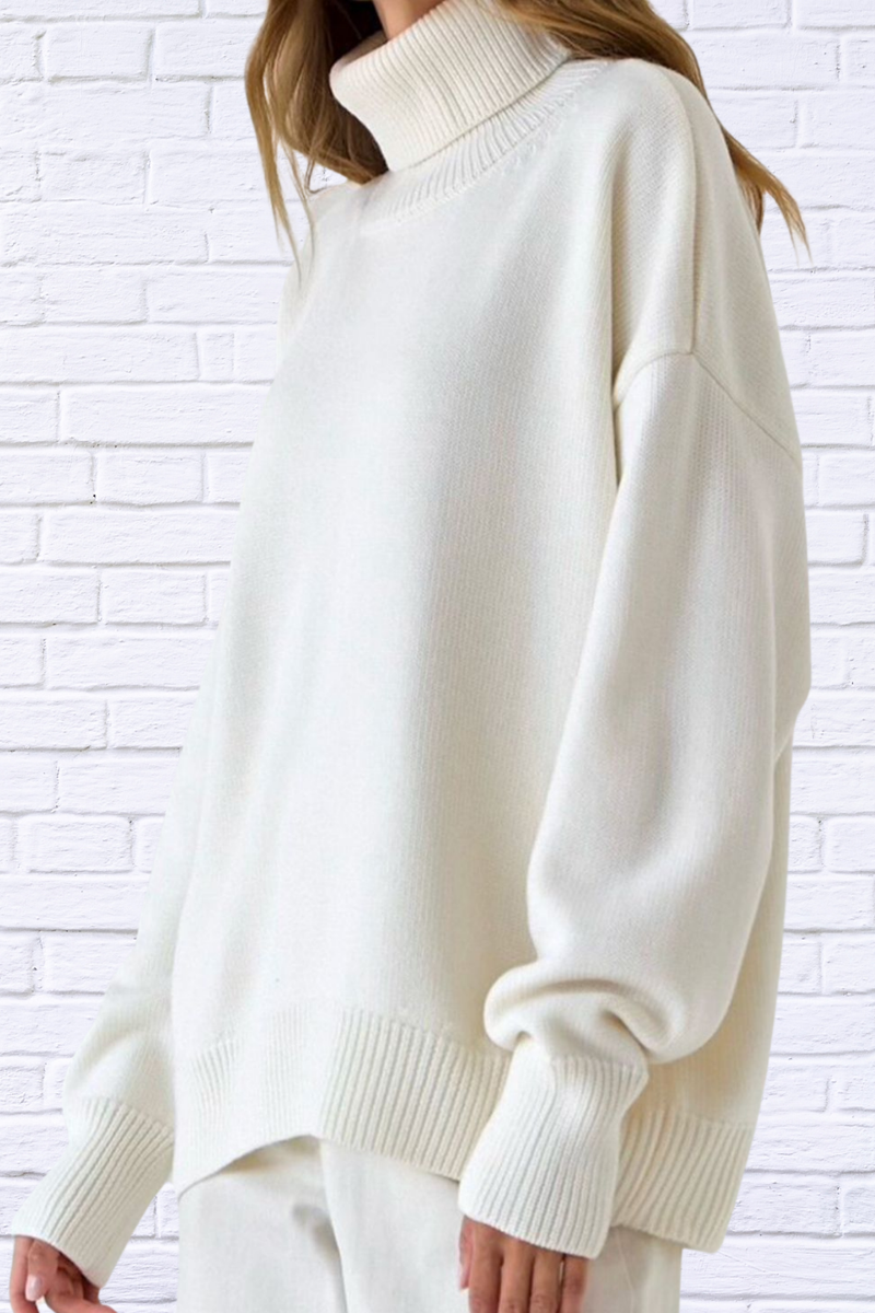 Turtle Neck Dropped Shoulder Sweater