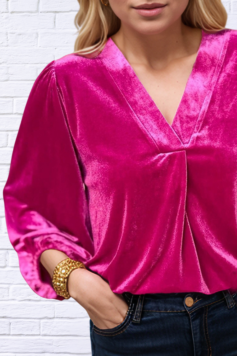 V-Neck Three-Quarter Sleeve Blouse