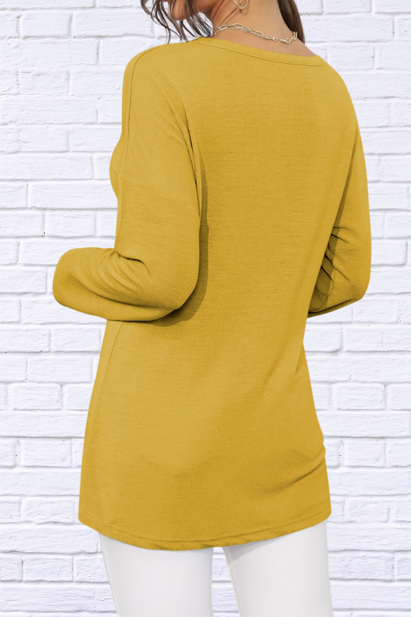 Yellow Notched Long Sleeve T-Shirt