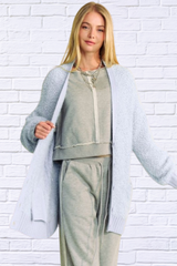 Melissa Ribbed Hem Button Up Long Sleeve Cardigan