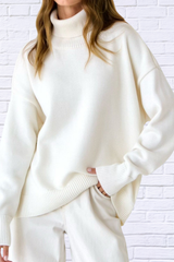 Turtle Neck Dropped Shoulder Sweater