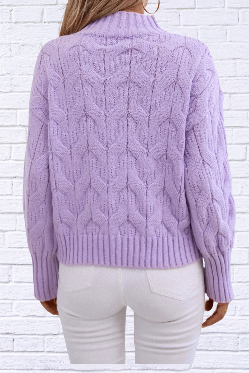 Cable Knit Mock Neck Long Sleeve Sweater