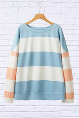 Rayne Contrast Color Block Round Neck Long Sleeve Top