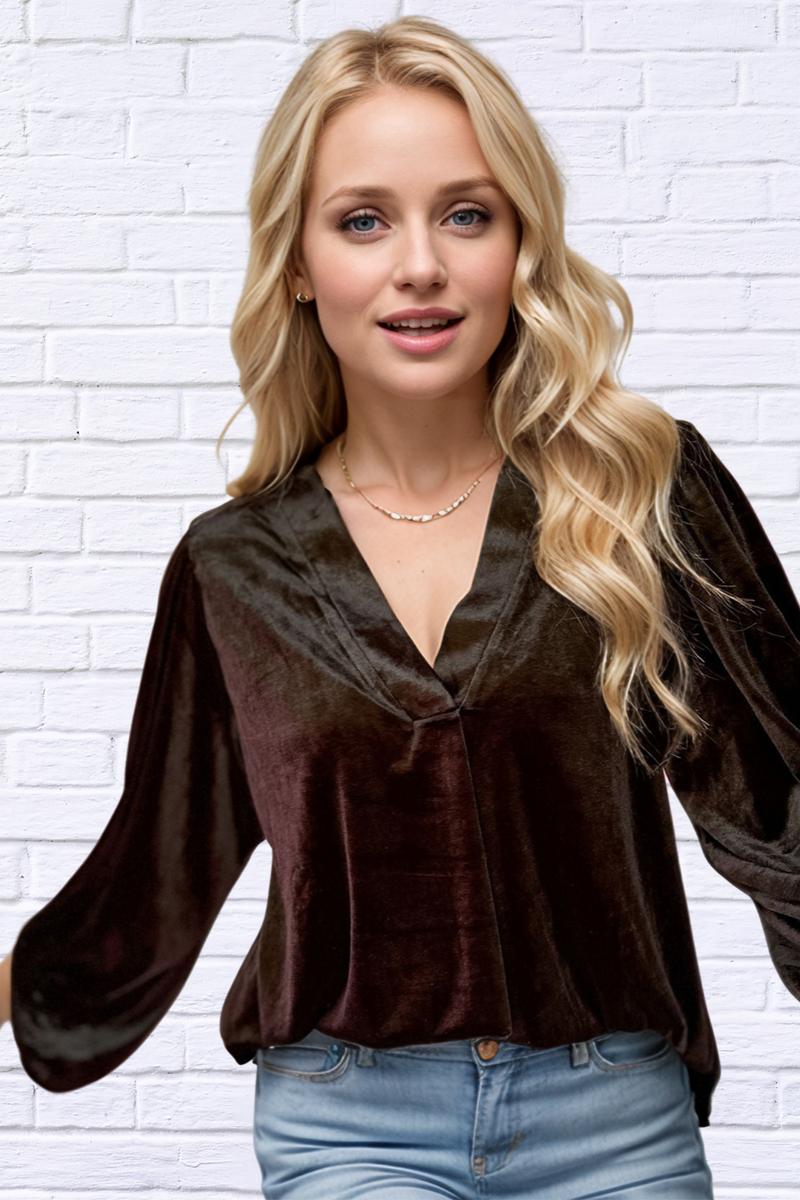 V-Neck Three-Quarter Sleeve Blouse