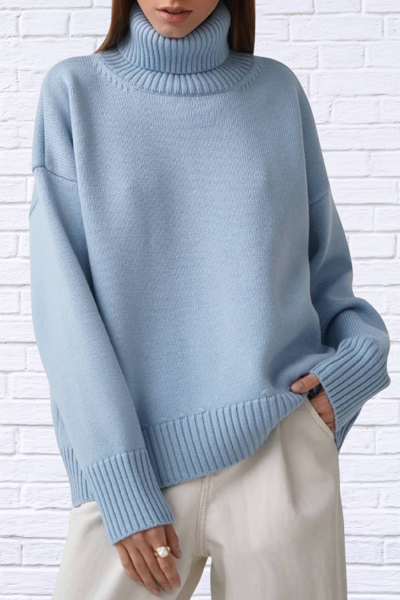 Turtle Neck Dropped Shoulder Sweater