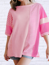 Stripe Color Block Half Sleeve T-Shirt