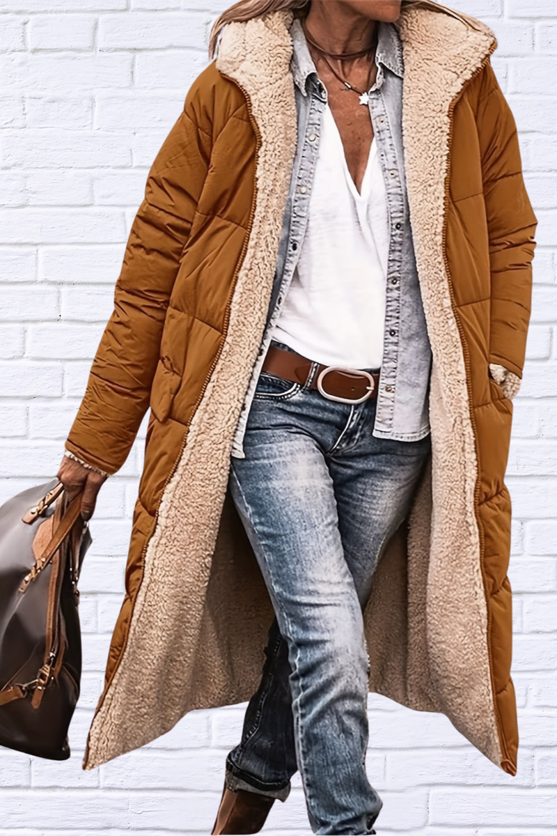 Plus Size Zip Up Sherpa Hooded Coat