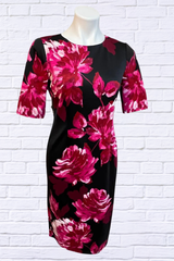 Cerise and Black Floral Dress