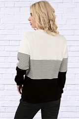 Striped Color Block Long Sleeve Knit Top