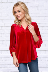 V-Neck Three-Quarter Sleeve Blouse