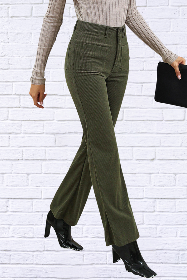 Pocketed High Waist Straight Leg Pants