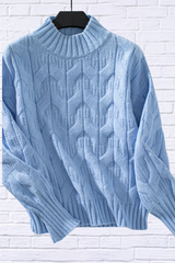 Cable Knit Mock Neck Long Sleeve Sweater