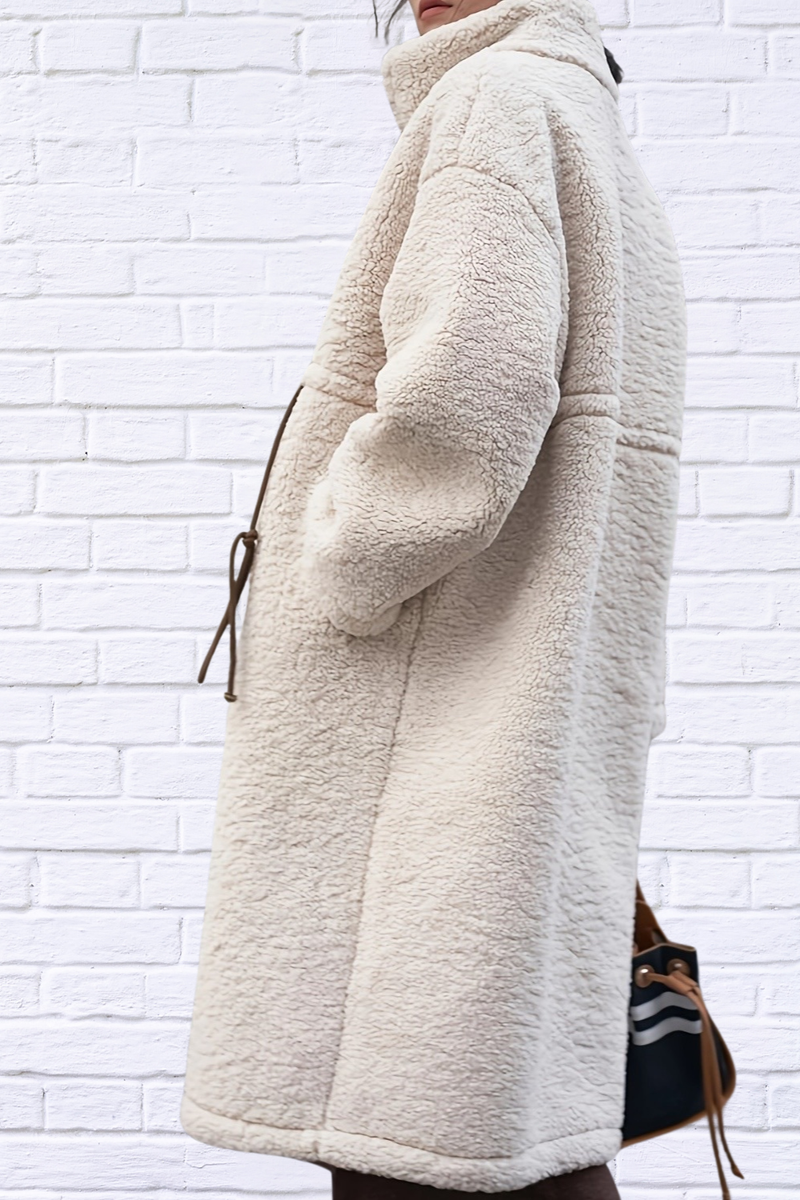 Plus Size Zip Up Sherpa Hooded Coat