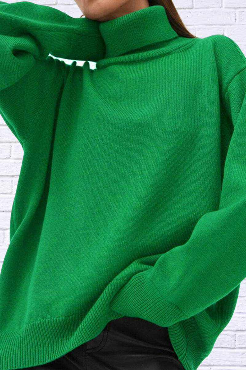 Turtle Neck Dropped Shoulder Sweater