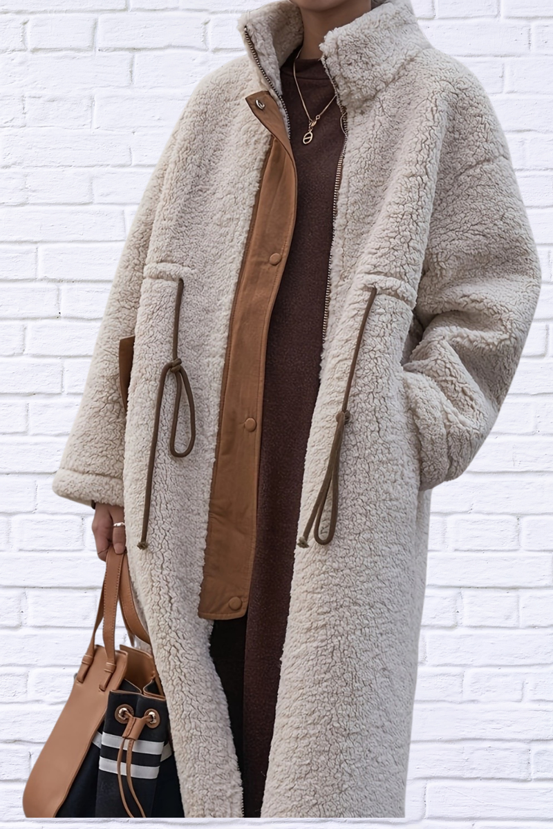 Plus Size Zip Up Sherpa Hooded Coat