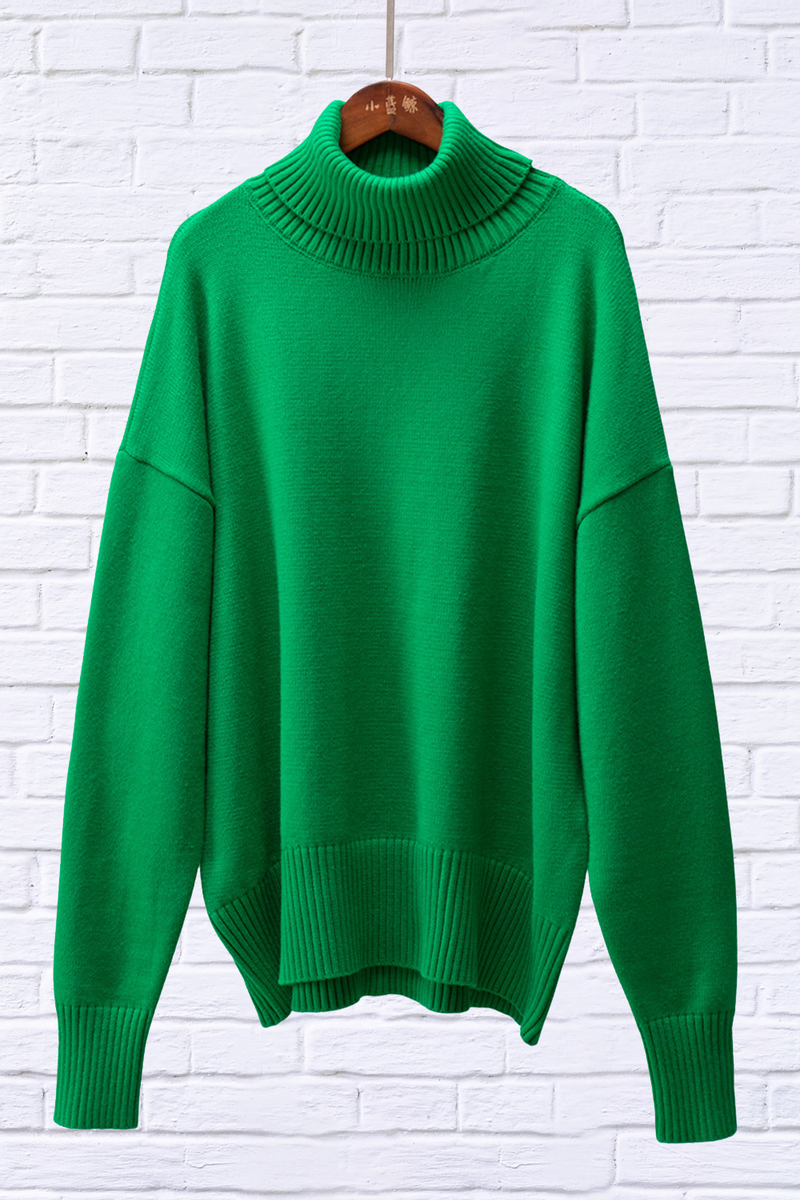 Turtle Neck Dropped Shoulder Sweater