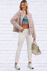 Floral Snap Down Mock Neck Coat