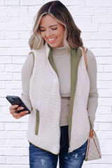 Fuzzy Zip Up Vest Coat with Pockets