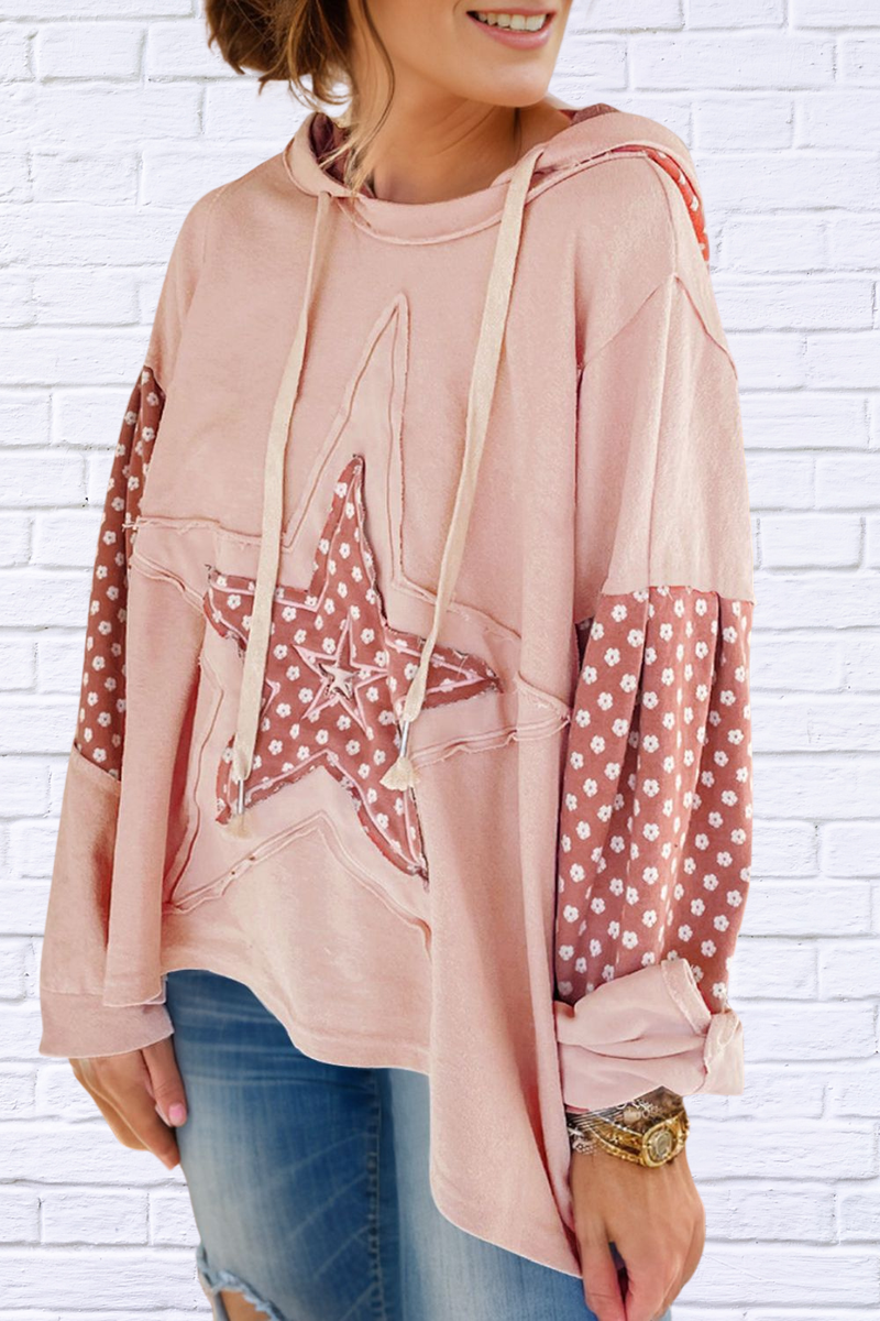 Drawstring Star Long Sleeve Hoodie