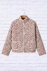 Floral Snap Down Mock Neck Coat