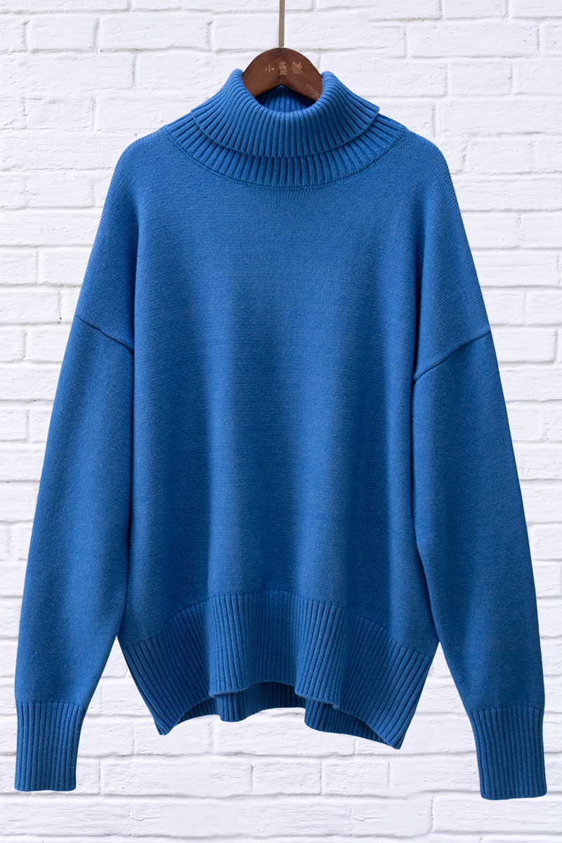 Turtle Neck Dropped Shoulder Sweater