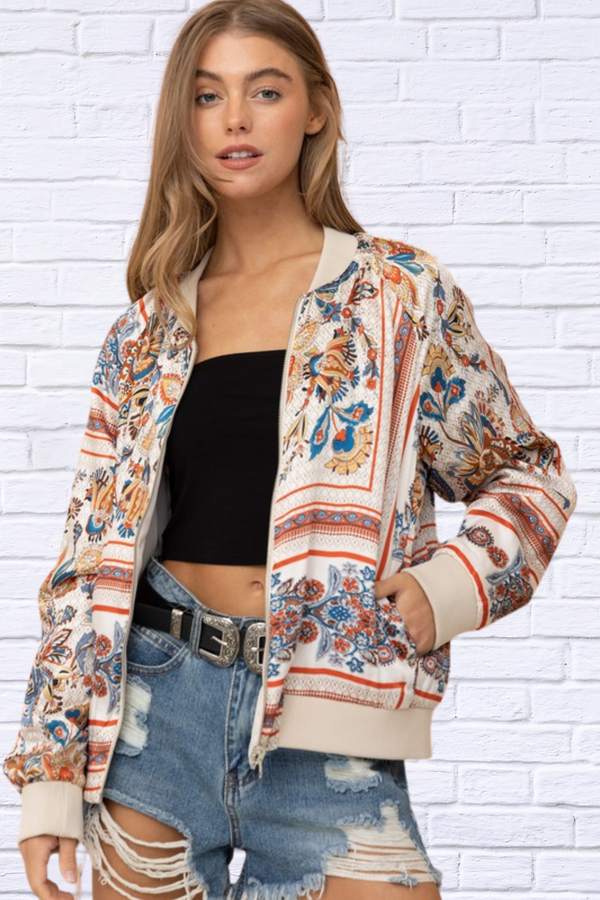 Reversible Satin Paisley Bomber Jacket