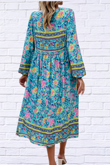 Devine Tassel Tied Printed Long Sleeve Dress