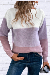 Color Block Boat Neck Sweater