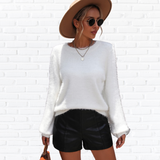 Lace Detail Cutout Long Sleeve Pullover Sweater