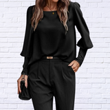 Round Neck Lantern Sleeve Blouse