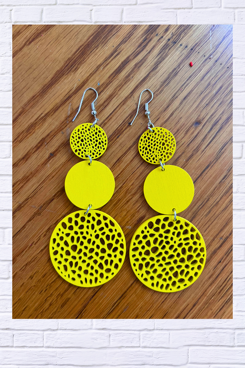 Vibrant Round-Shaped Hollow Pattern Dangle Earrings