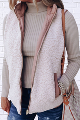 Fuzzy Zip Up Vest Coat with Pockets