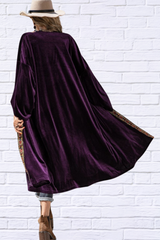 Plum Embroidered Open Front Long Sleeve Cardigan