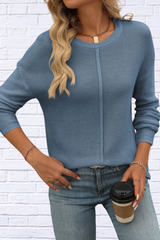 Round Neck Dropped Shoulder Knit Top