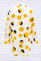 Polka Dot Asymmetrical Shirt with Flared Sleeve