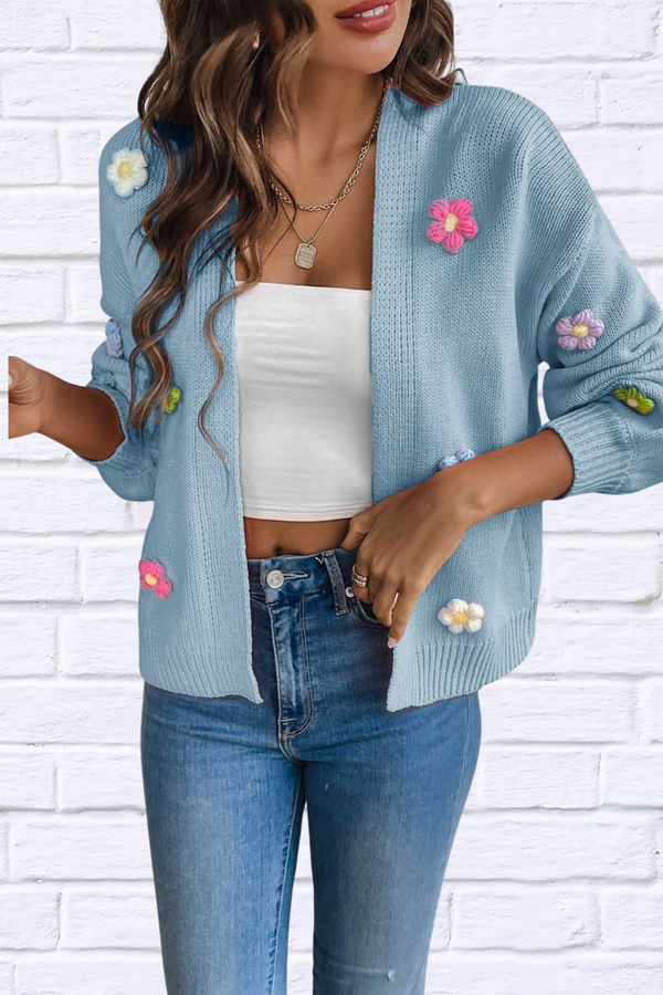 Floral Long Sleeve Open Front Cardigan