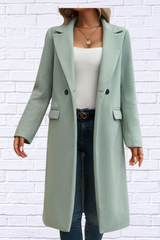 Pocketed Collared Neck Long Sleeve Coat