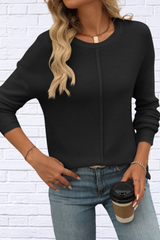 Round Neck Dropped Shoulder Knit Top