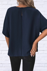 Knotted Round Neck Half Sleeve Blouse