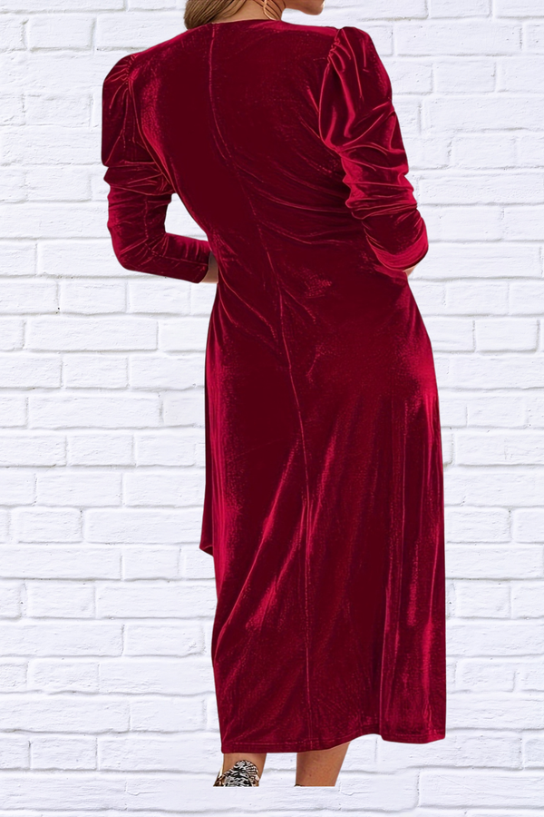 Tied Surplice Long Sleeve Midi Dress