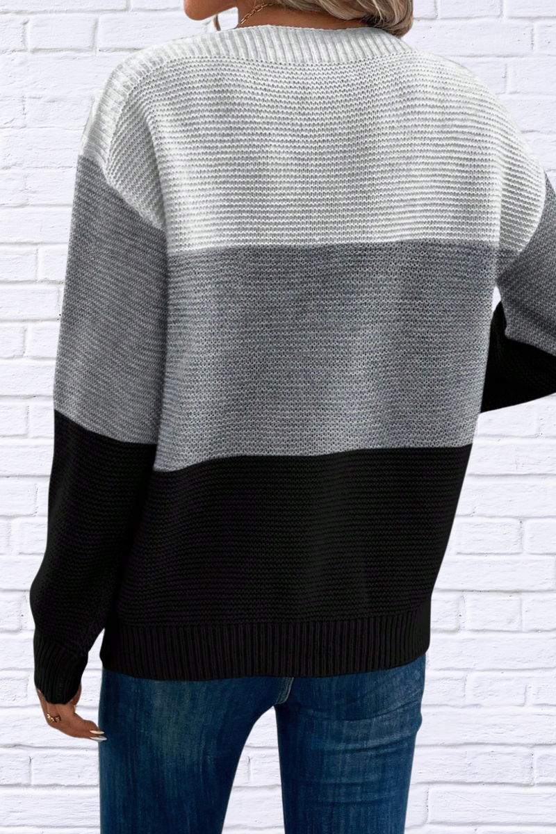 Color Block Boat Neck Sweater