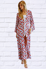 Printed Long Sleeve Loose Kimono